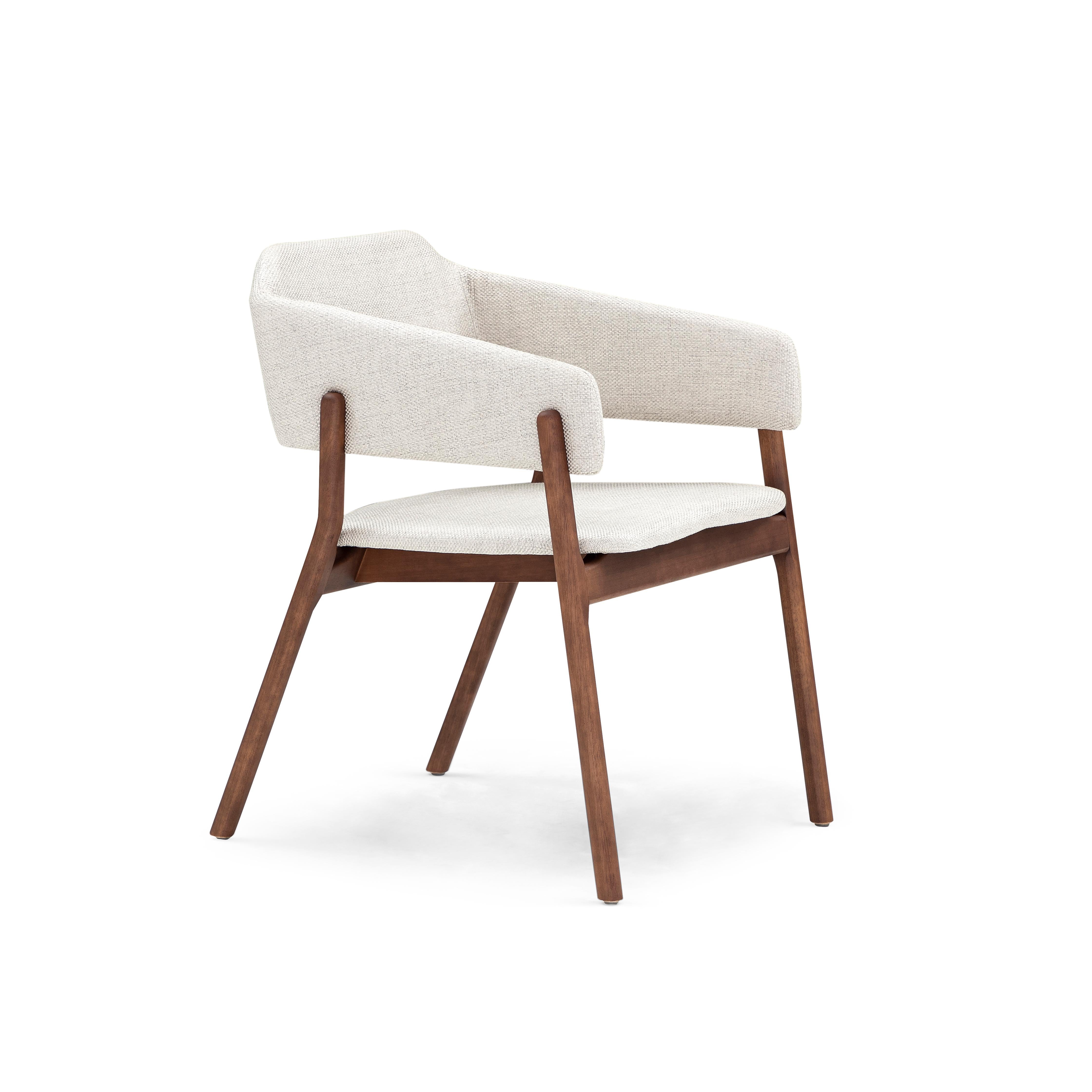 Stuzi Chair in Walnut Wood Finish with an Off-White Fabric In New Condition For Sale In Miami, FL