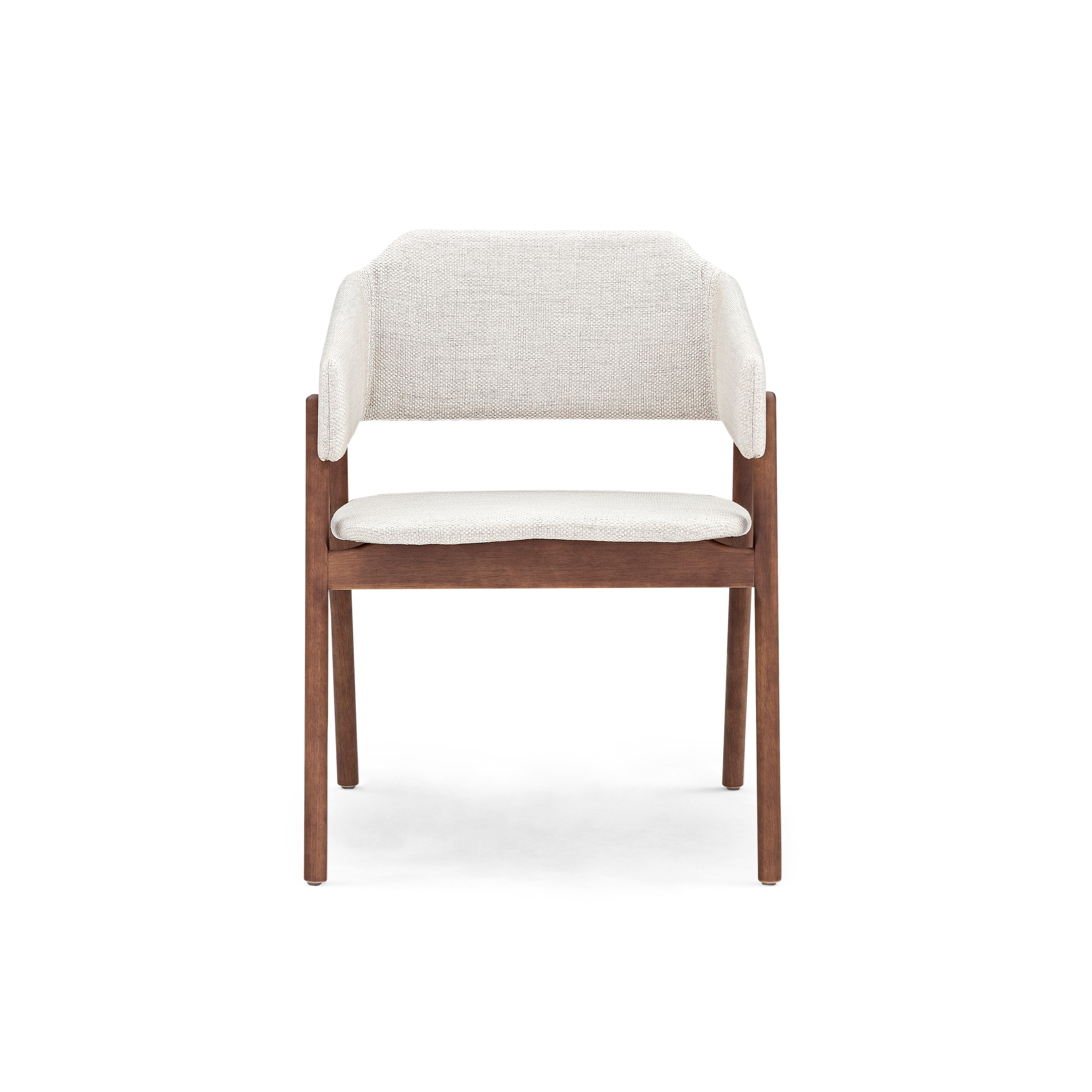Stuzi Chair in Walnut Wood Finish with an Off-White Fabric For Sale 1