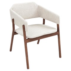 Stuzi Chair in Walnut Wood Finish with an Off-White Fabric