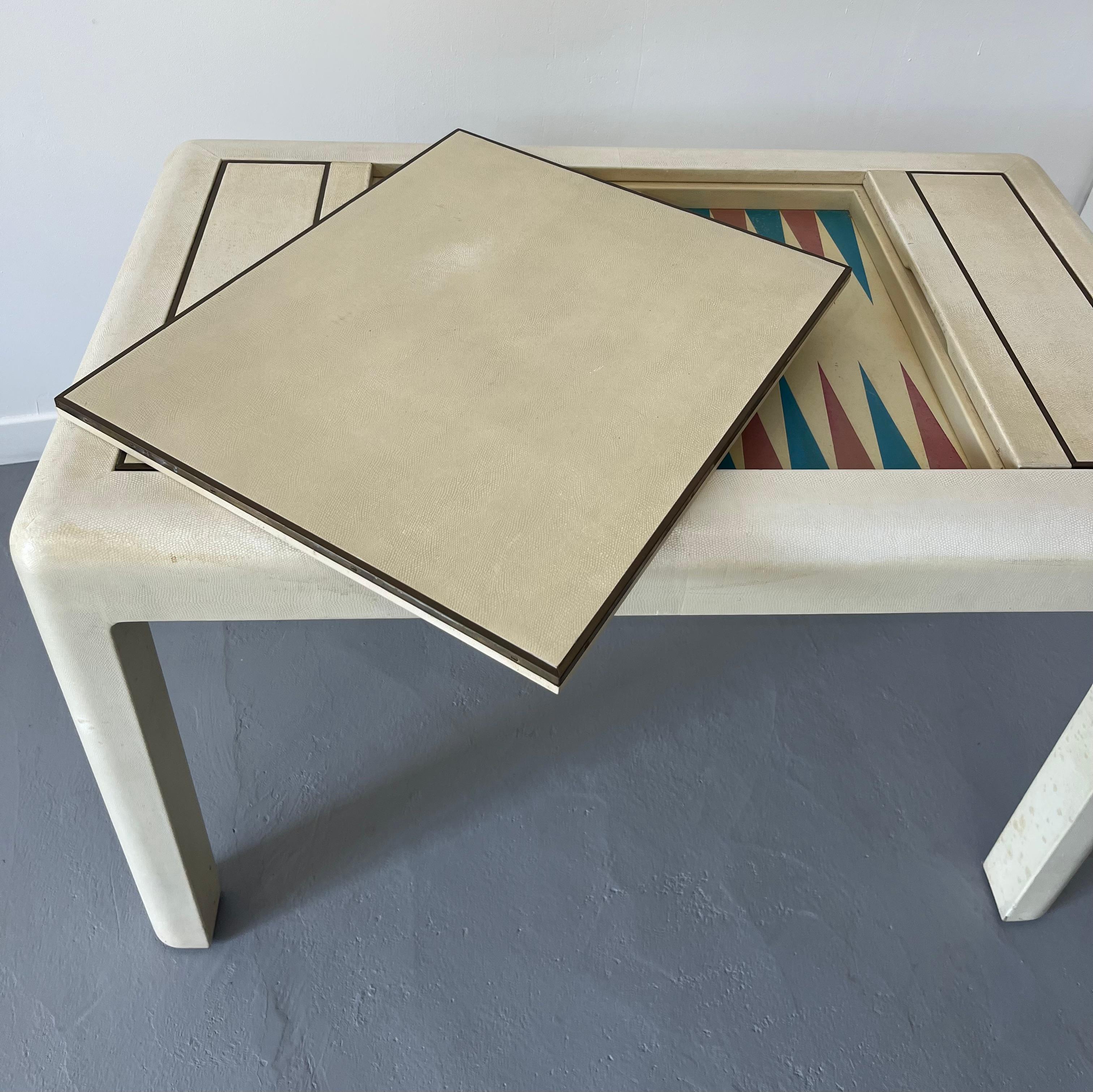 Appliqué Backgammon Game Table by Karl Springer For Sale