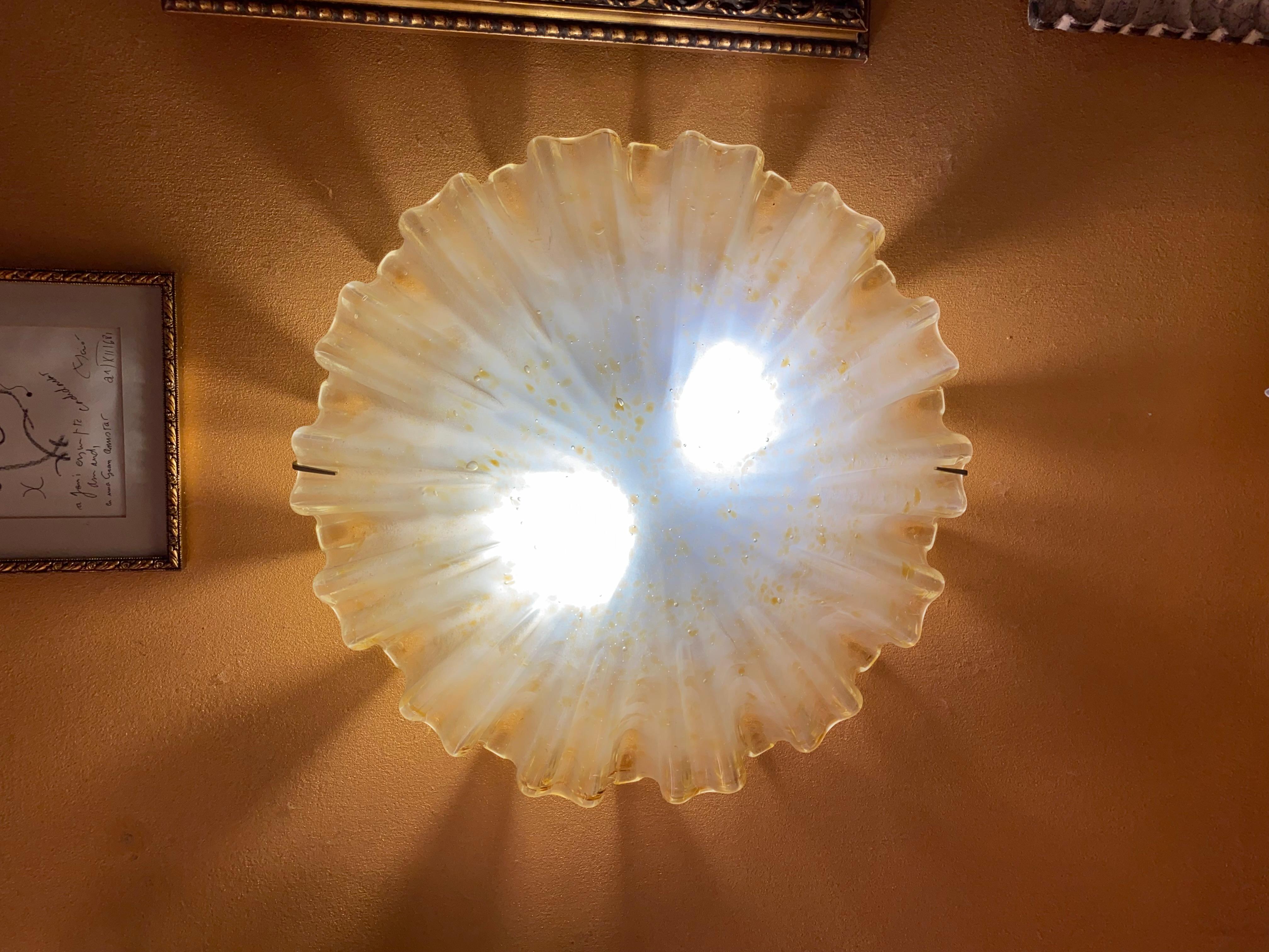 STYL Lux wall lighting Sunburst murano large glass yellow gold , Italy 1980 In Good Condition In DÉNIA, ES