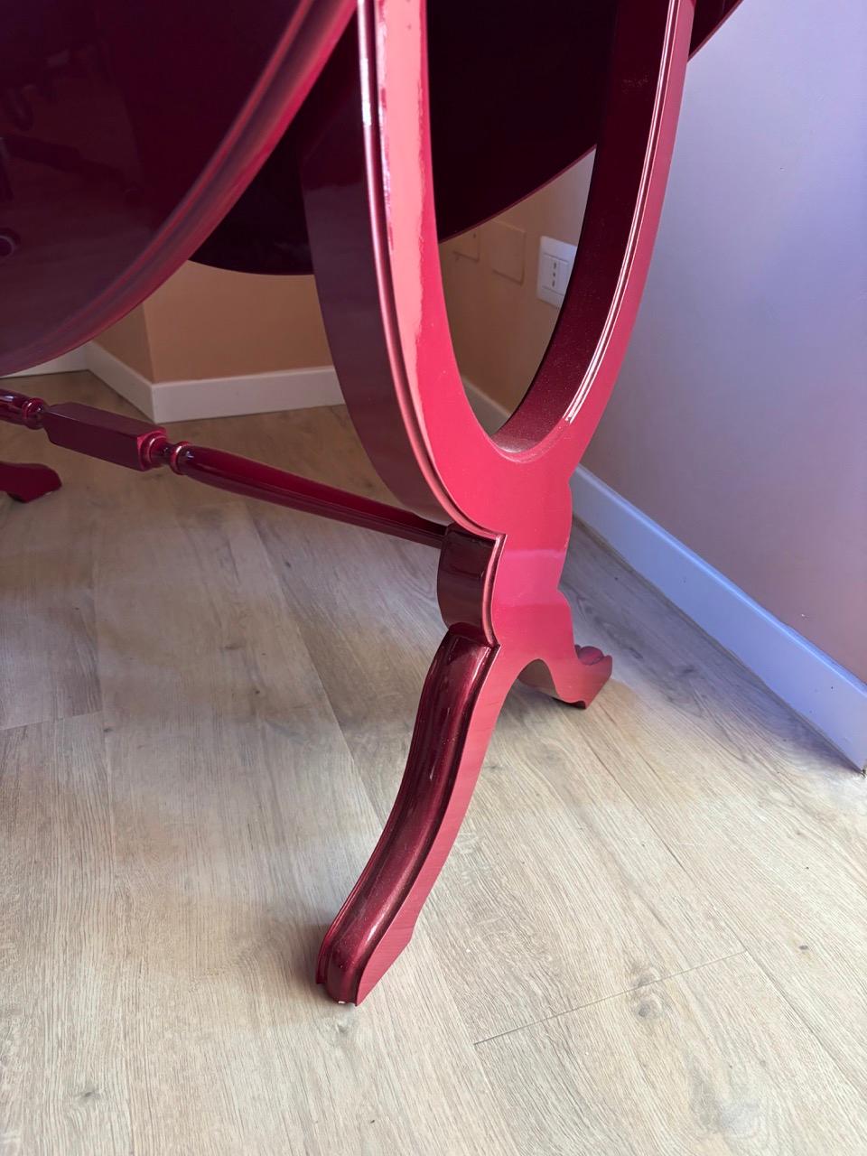 Italian Style 20th Century Transformable Dining - Consolle Table Lacquered Bordeaux For Sale