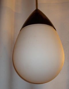 Chandelier in Opaline and Iron, 1930,  German attributed to Peter Behrens