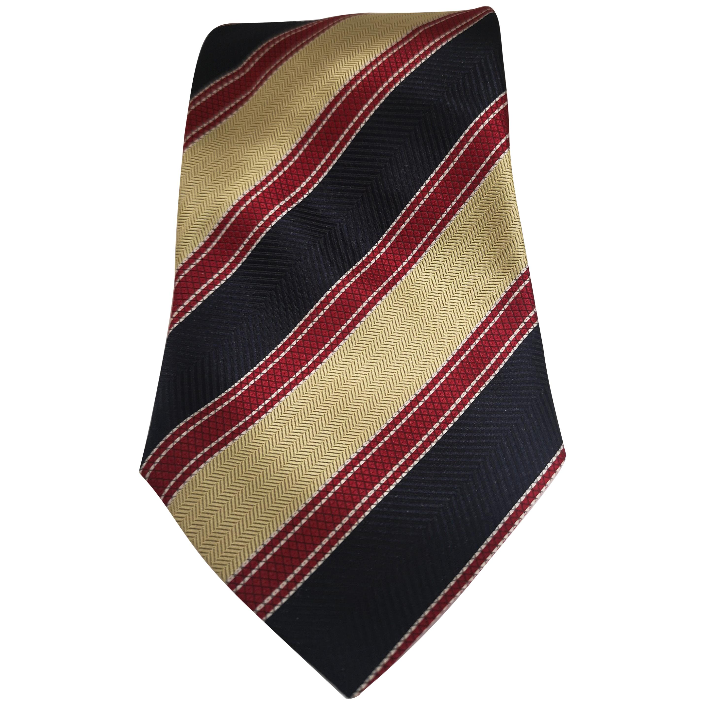 Style beige red blue multicoloured silk tie