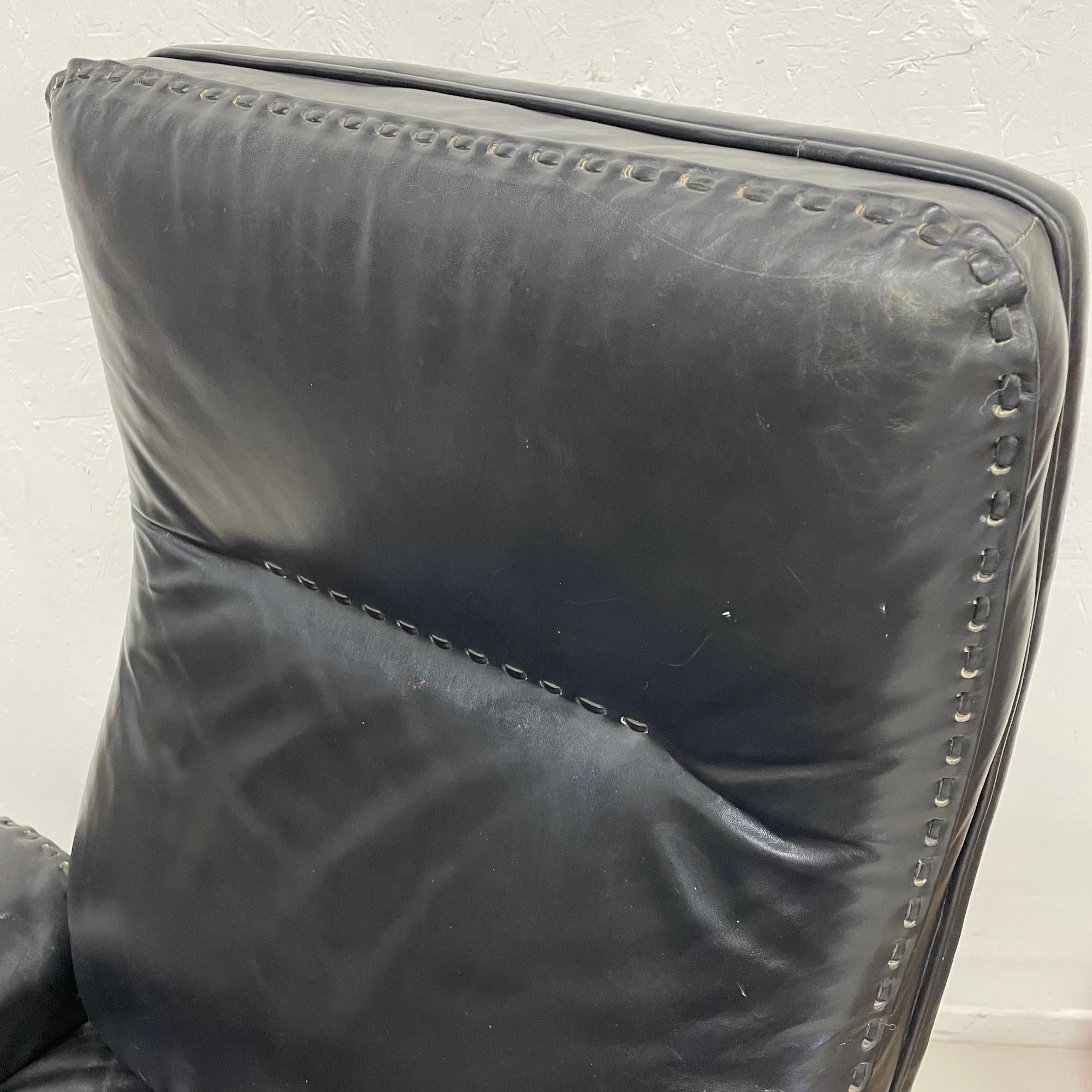 Style De Sede DS 35 Executive Swivel Office Chair Black Leather Whipstitch 1960s 11