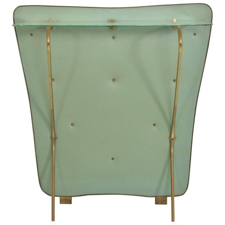 Gio Ponti Style Sculptural Floating Glass Wall Console Ethereal Mint Green 1950s 2