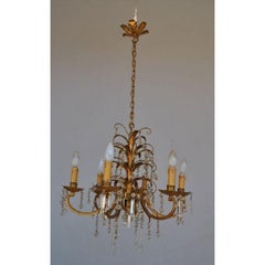 Lustre à suspension en métal doré, 1940