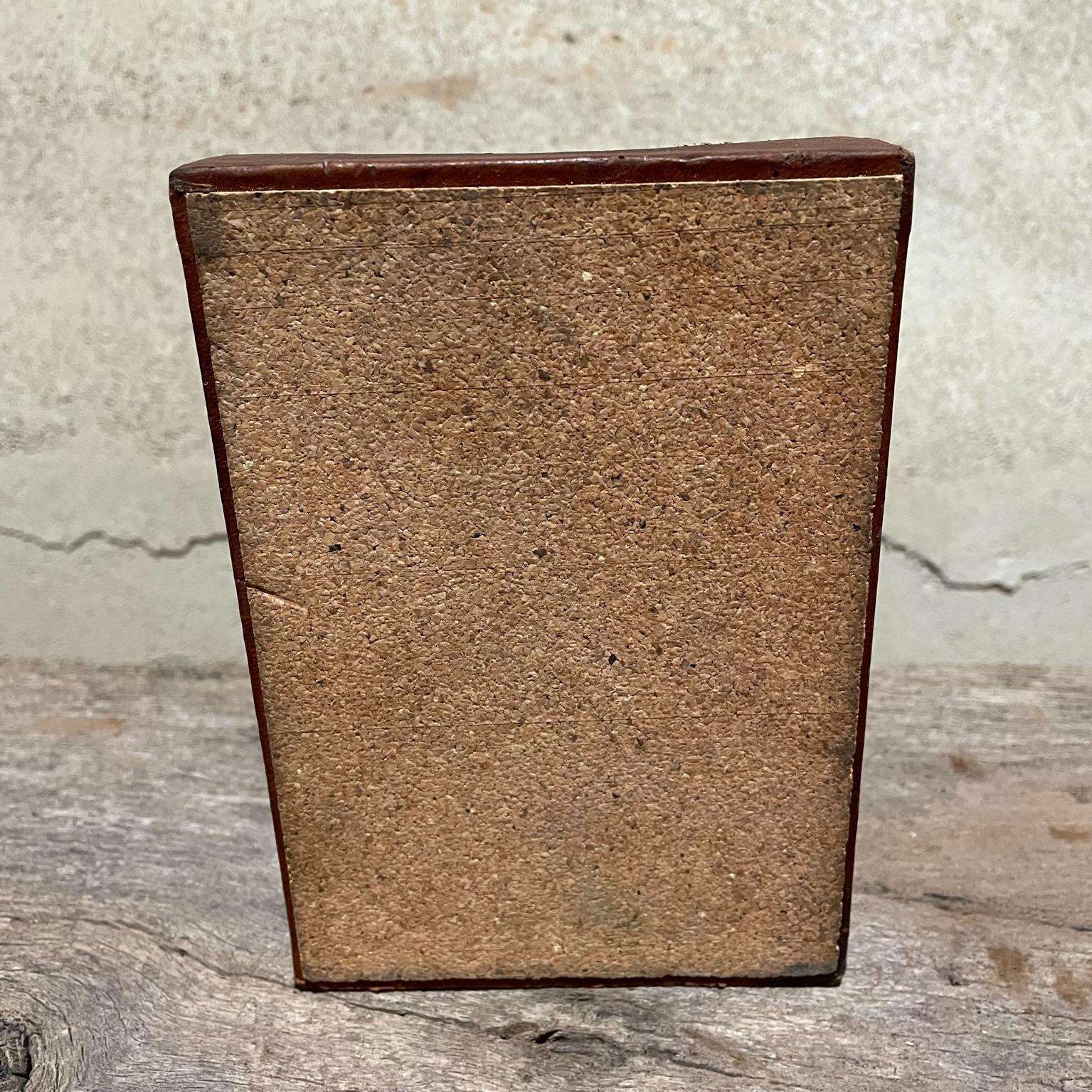 1950s Style of Hermès Distressed Leather and Wood Memo Note Pad Holder  In Fair Condition For Sale In Chula Vista, CA