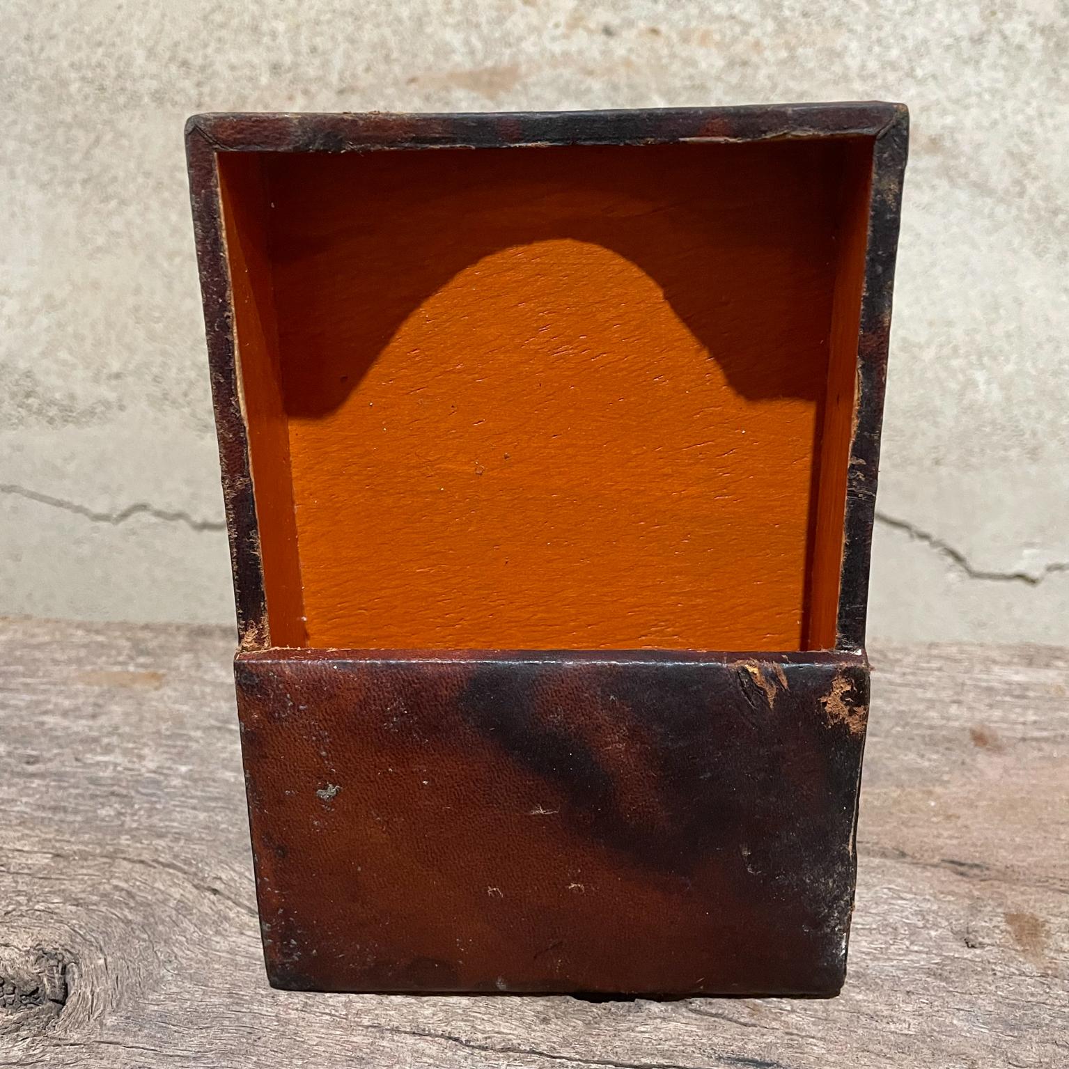 Mid-20th Century 1950s Style of Hermès Distressed Leather and Wood Memo Note Pad Holder  For Sale