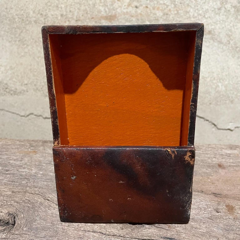 Style Hermes Leather Wrapped Memo Note Pad Holder Desk Accessory 1950s