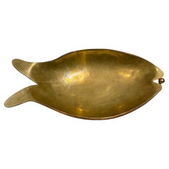 1970s Los Castillo Modernist Brass Fishbowl Catchall Dish Mixed Metal Mexico 
