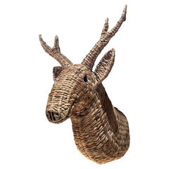 Style Mario Lopez Torres Handwoven Deer Head Mount Stag Wall Art Sculpture 