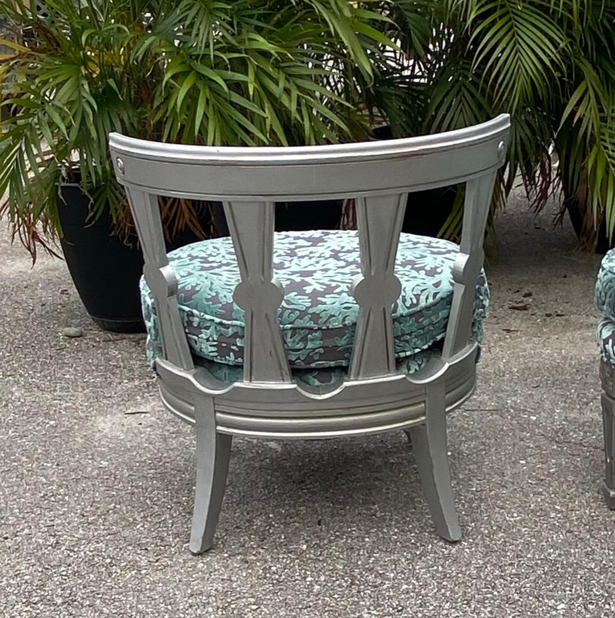 Fabric Style of Billy Haines Pair of Club Chairs For Sale