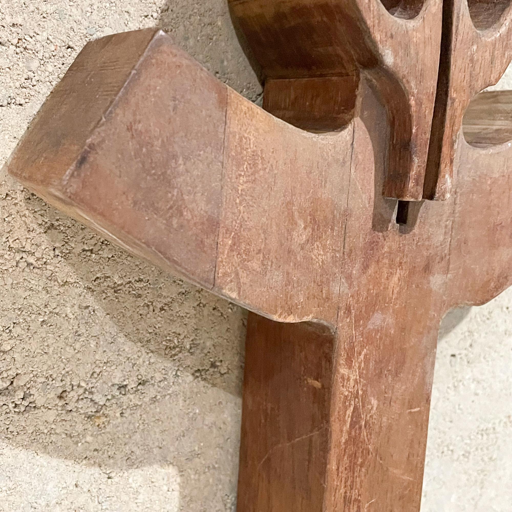 Style of Clara Porset Sculptural Wall Art Modern Cross in Solid Mahogany Wood  1