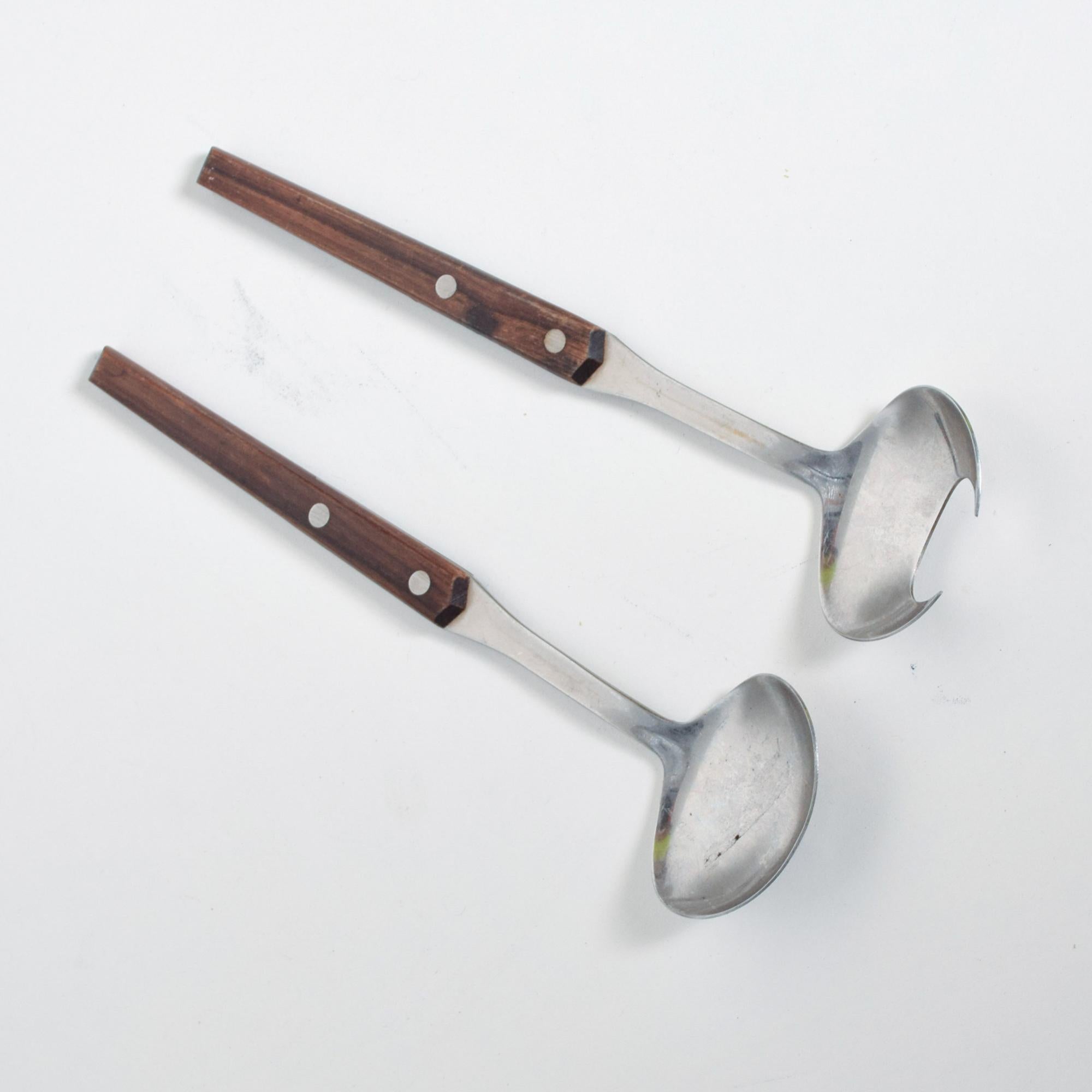 Hong Kong WMF Cromargan Rosewood & Stainless-Steel Salad Servers Mid Century Modern DANSK For Sale