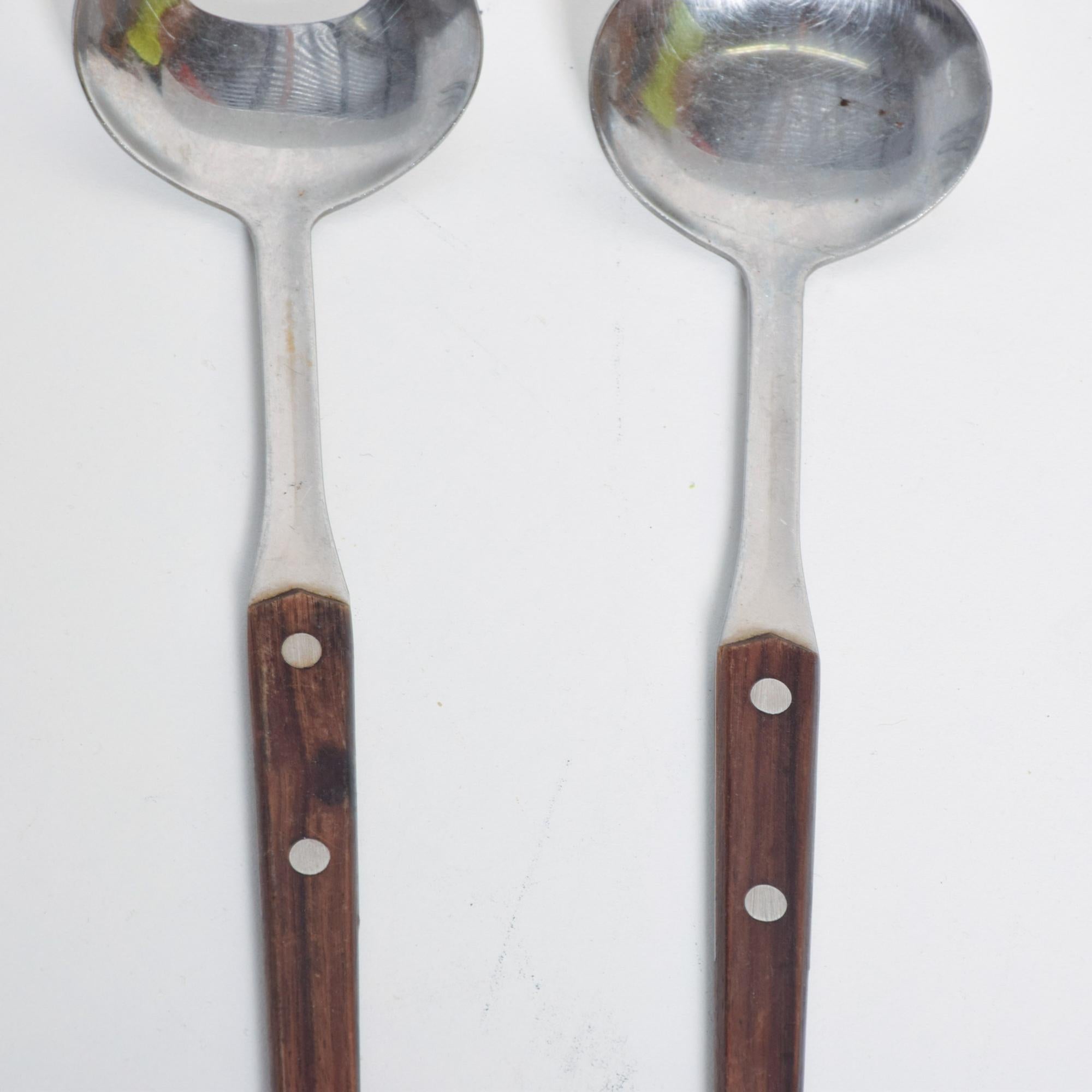 1960s Style Dansk Designs Denmark Rosewood & Stainless-Steel Salad Servers 1