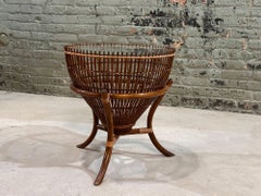 Style of Franco Albini Rattan Fishing Basket Side/End Table, 1960