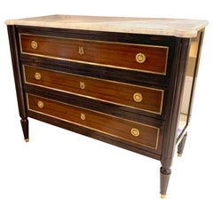 Style of French Empire White Marble-Top Commode, France, 1980s