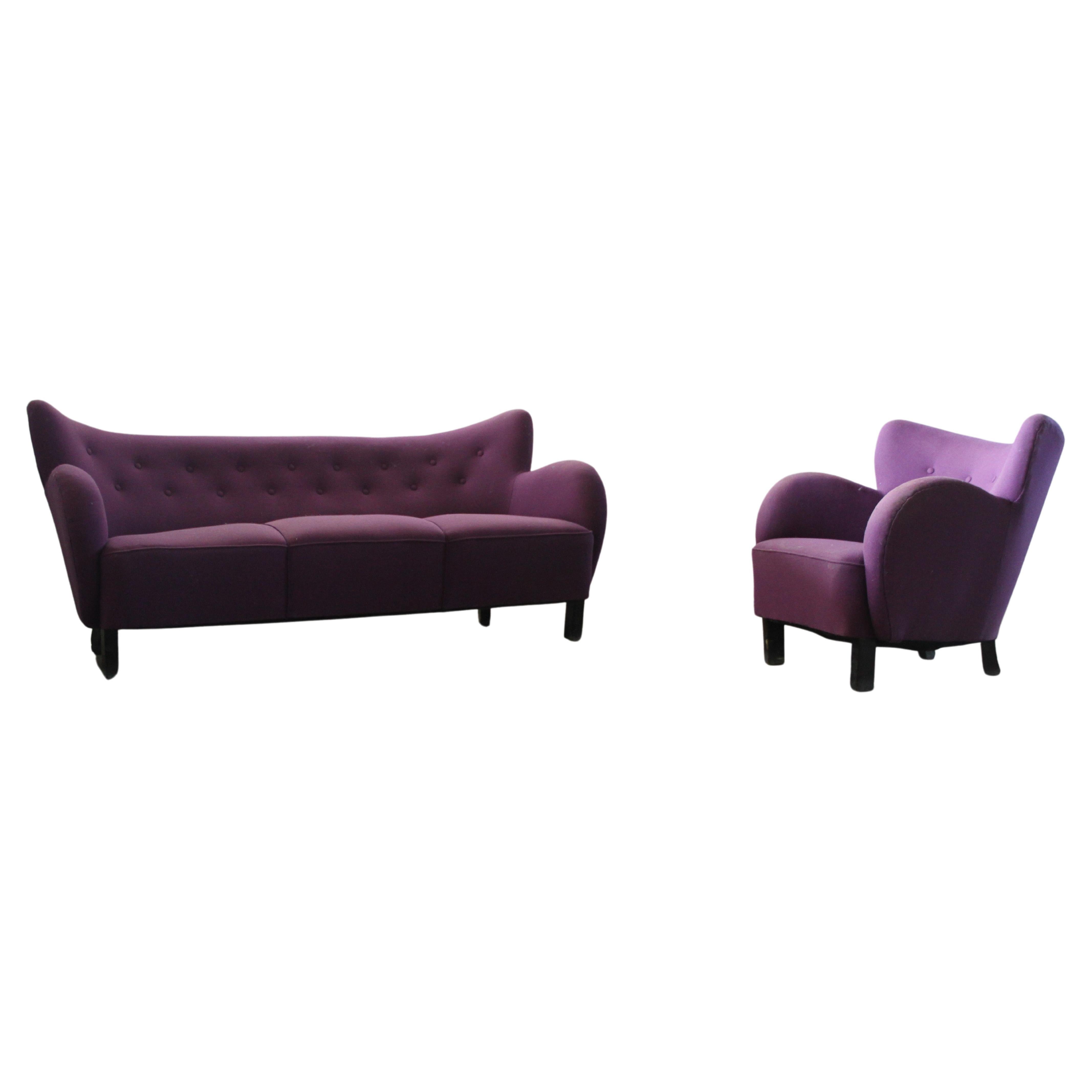Style of Fritz Hansen & Flemming Lassen, sofa Lounge chair