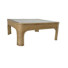 Style of Gabriella Crespi Pencil Reed Coffee Table, 1970