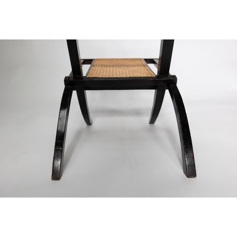 EW Godwin Style of. Aesthetic Movement ebonized folding chair with new cane seat For Sale 8