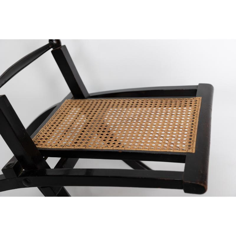 EW Godwin Style of. Aesthetic Movement ebonized folding chair with new cane seat For Sale 5