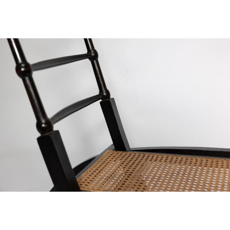 EW Godwin Style of. Aesthetic Movement ebonized folding chair with new cane seat For Sale 4