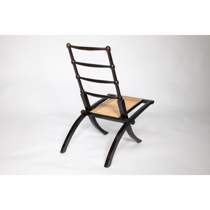 EW Godwin Style of. Aesthetic Movement ebonized folding chair with new cane seat In Good Condition For Sale In London, GB