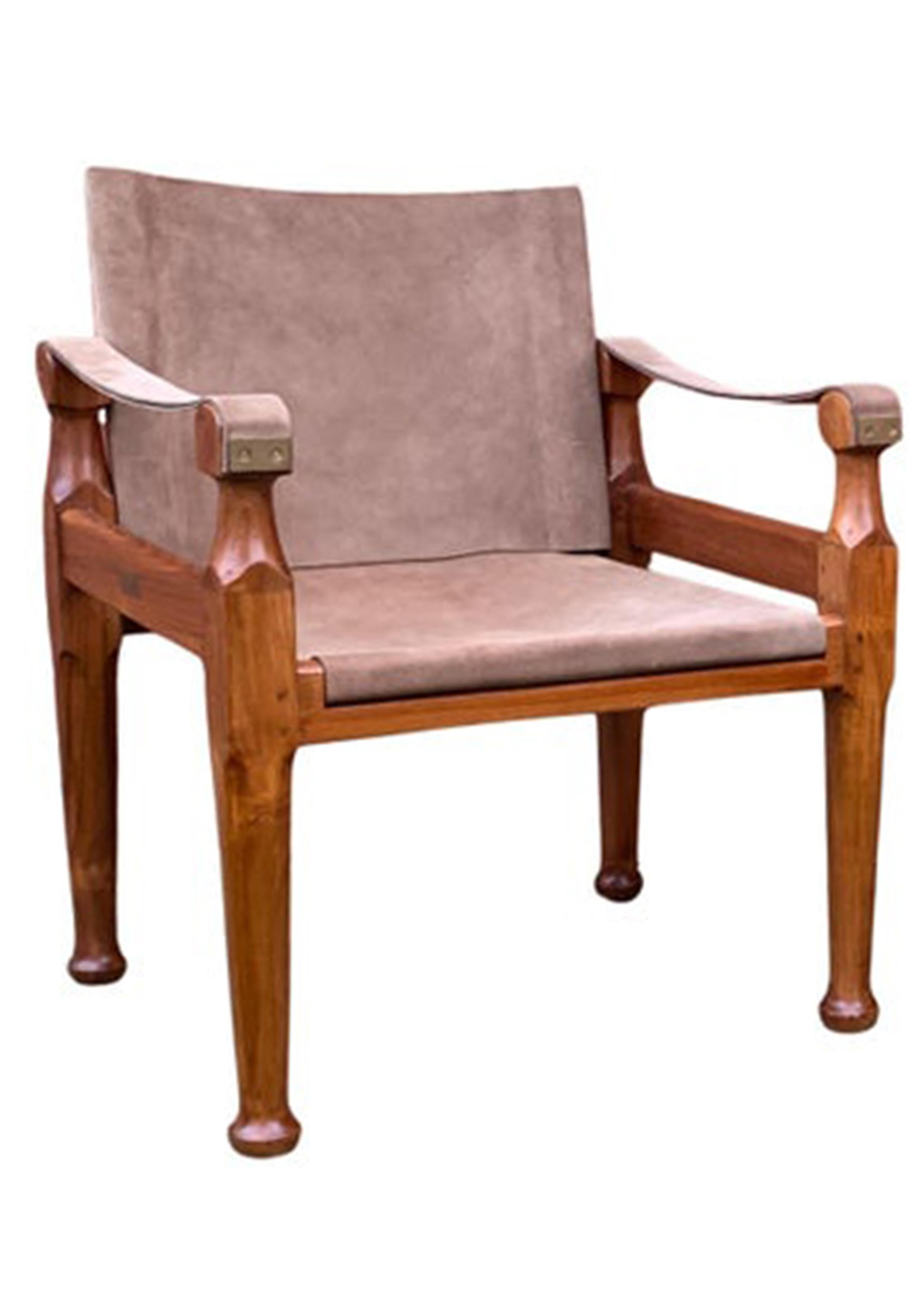 Estilo de Kaare Klint  Silla Safari De Campaña Con Estructura Abierta De Ante Y Nogal Gamuza en venta