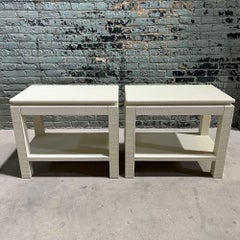 Style of Karl Springer Grasscloth Nightstand/Side/End Table, 1970