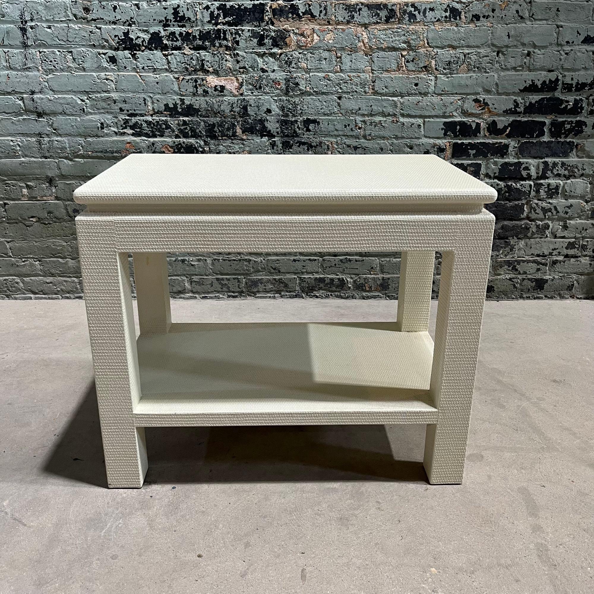 American Style of Karl Springer Grasscloth Nightstand/Side/End Table, 1970