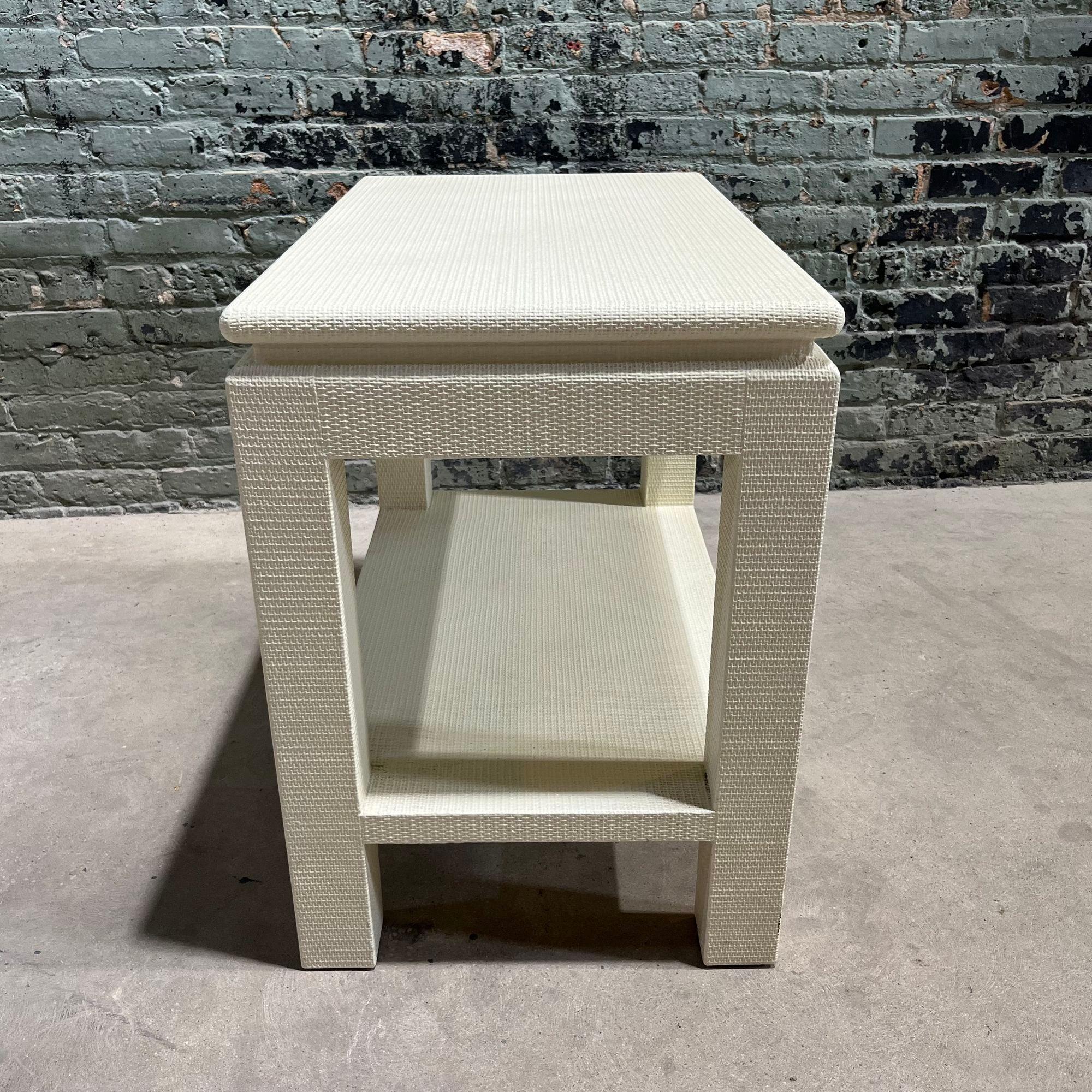 Late 20th Century Style of Karl Springer Grasscloth Nightstand/Side/End Table, 1970