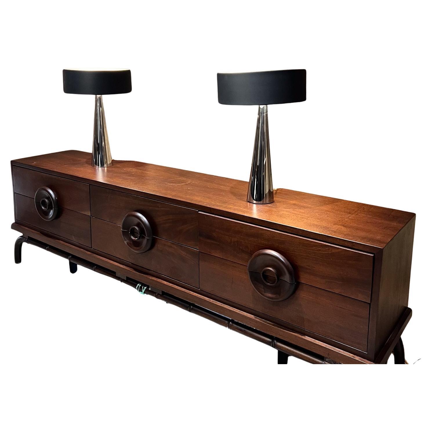 Style of Laurel Lamp Co Modern Chrome Table Lamp Pair