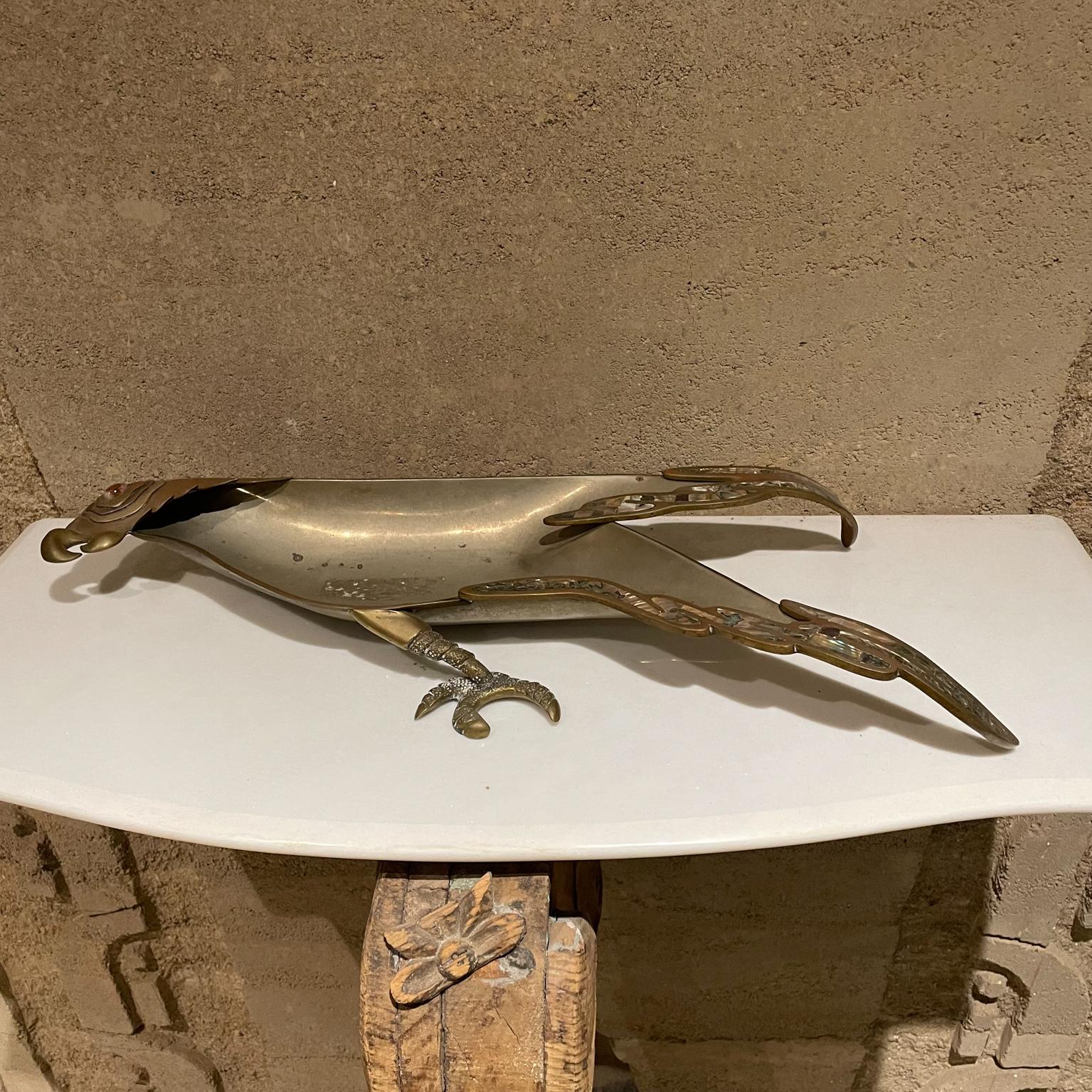 Mid-Century Modern Style of Los Castillo Decorative Bowl Parrot Dish Married Metals de Mexico 1970s