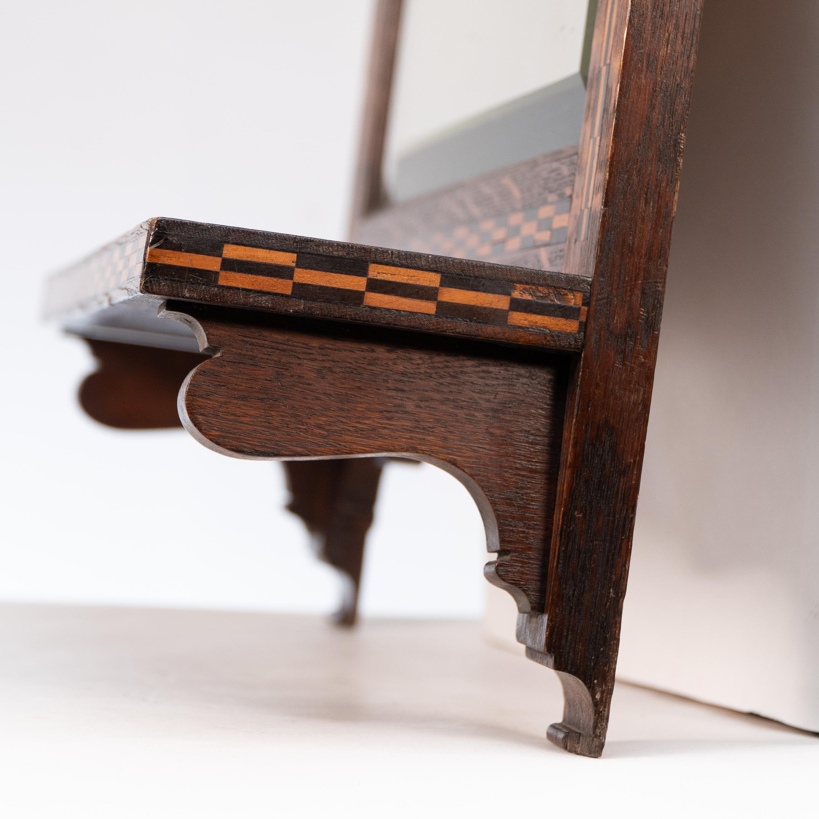 Style of M H Baillie Scott an Arts & Crafts Oak Mirror with Chequer Inlays 1