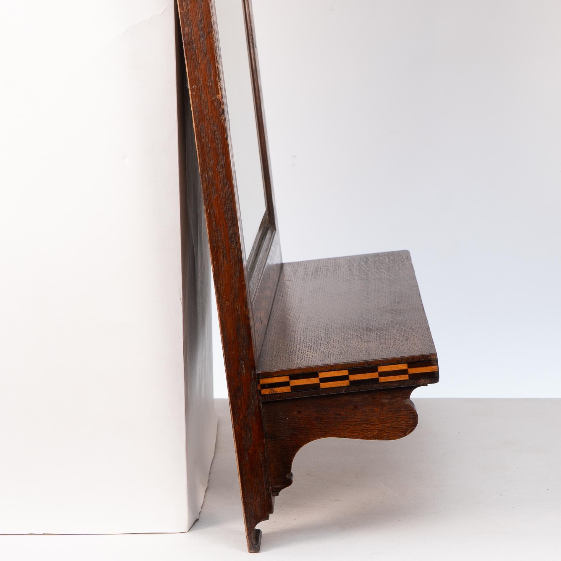 Style of M H Baillie Scott an Arts & Crafts Oak Mirror with Chequer Inlays In Good Condition In London, GB