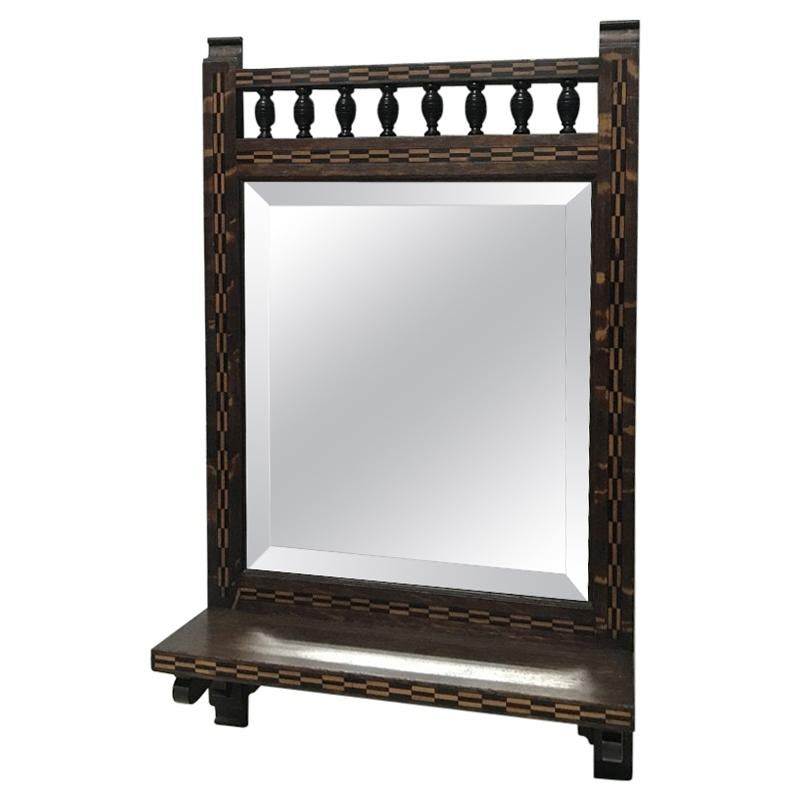 Style of M H Baillie Scott an Arts & Crafts Oak Mirror with Chequer Inlays For Sale