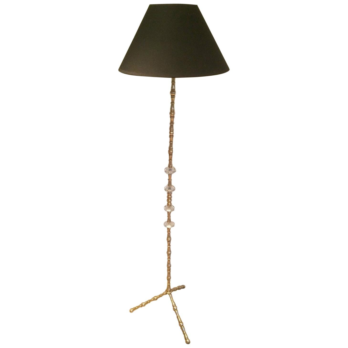 Style of Maison Baguès, Brass and Glass Floor Lamp, circa 1960