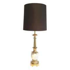 Style of Maison Charles, Bronze and Ceramic Ostrich Egg Lamp, circa 1960