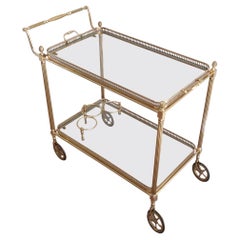 Style of Maison Jansen, Neoclassical Brass Bar Cart, French, circa 1940