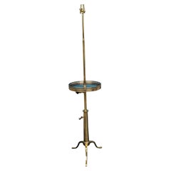 Style of Maison Toulouse Brass Floor Lamp with Marble Top Table, Brass Gallery
