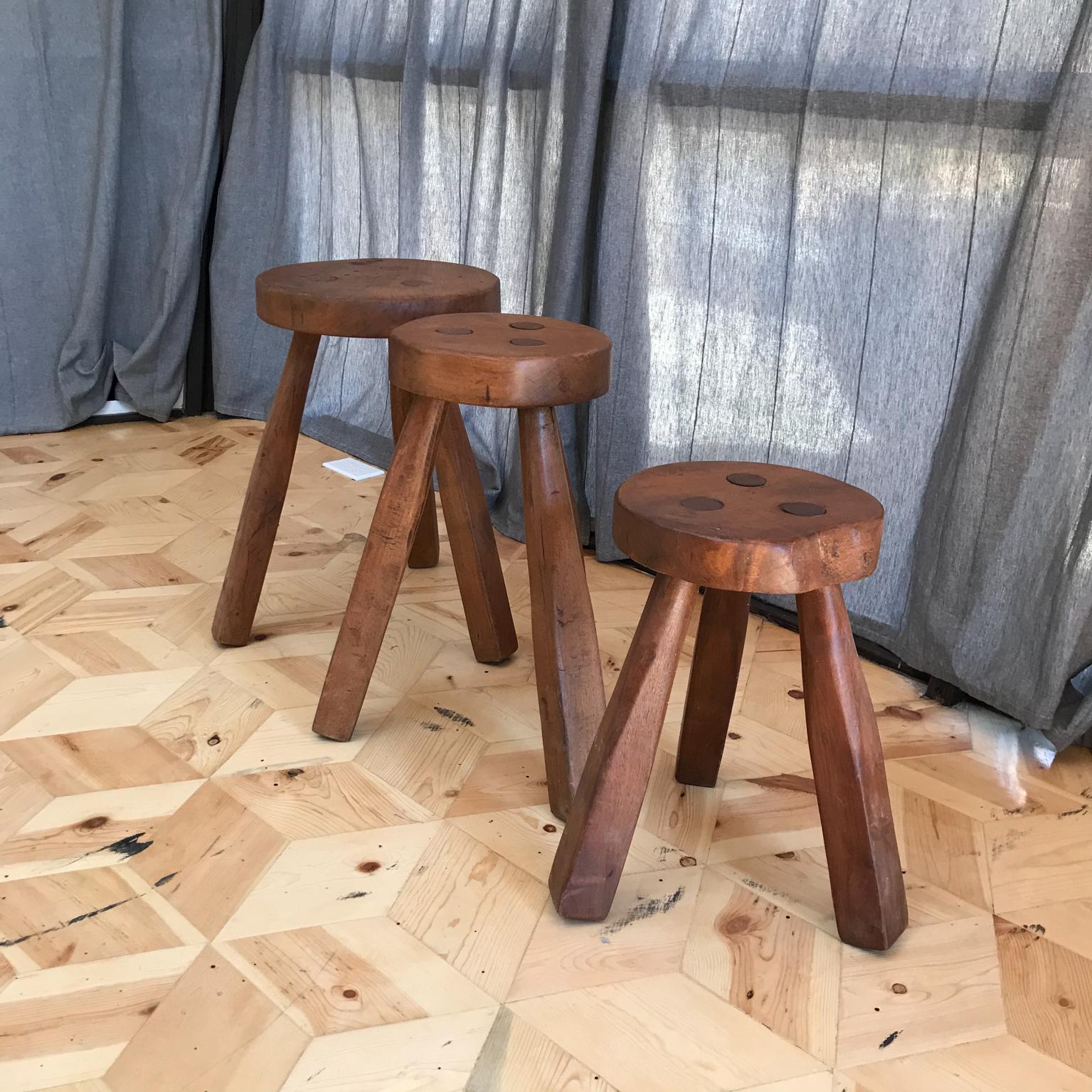 three legged wood stool