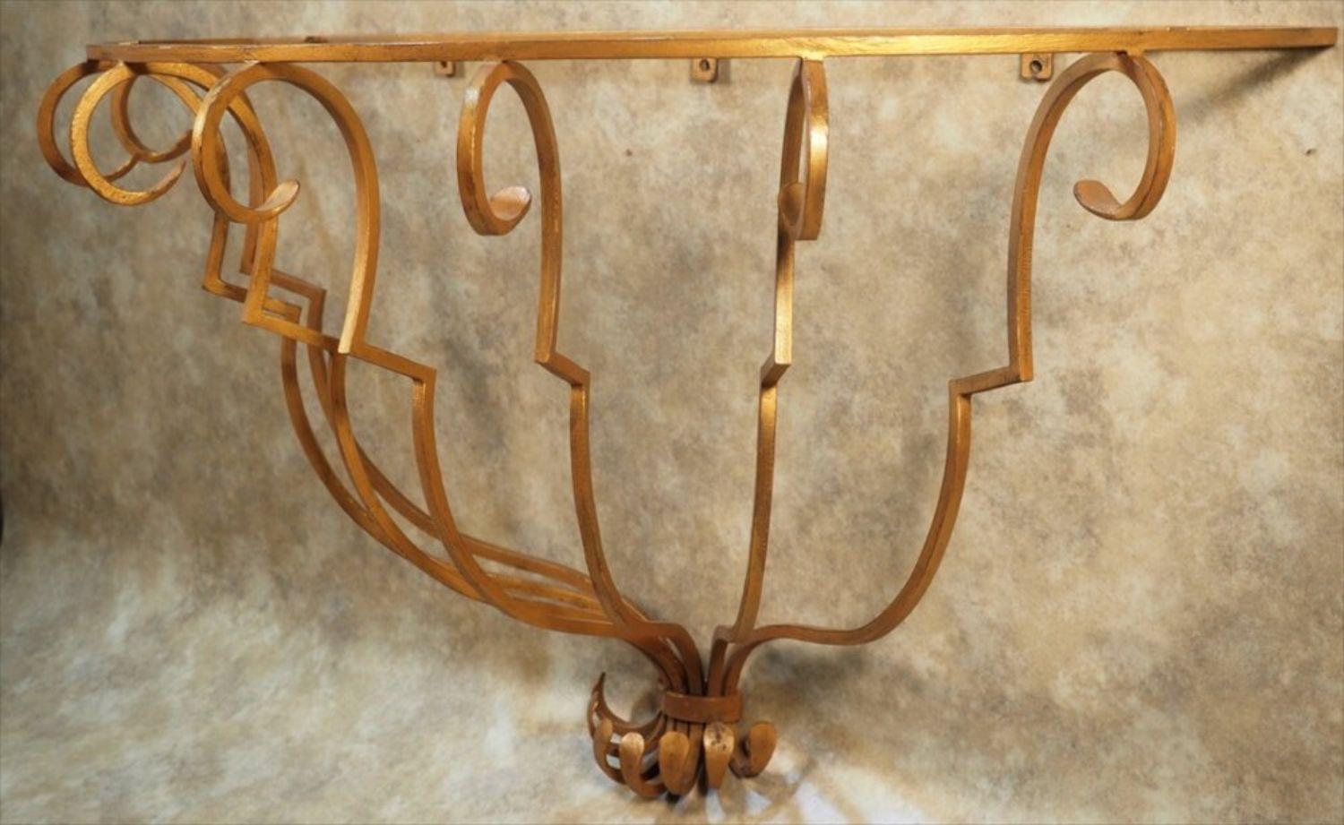 Art Deco Style of Raymond Subes Gilt Iron Console For Sale