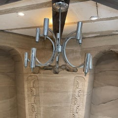 1970s Style Sciolari Ten Light Chrome Chandelier Italy