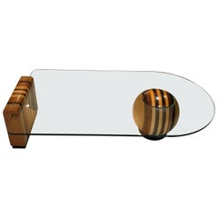 Style of Vignelli, circa 1980
s Fine Woods and Glass Coffee Table, 1970s