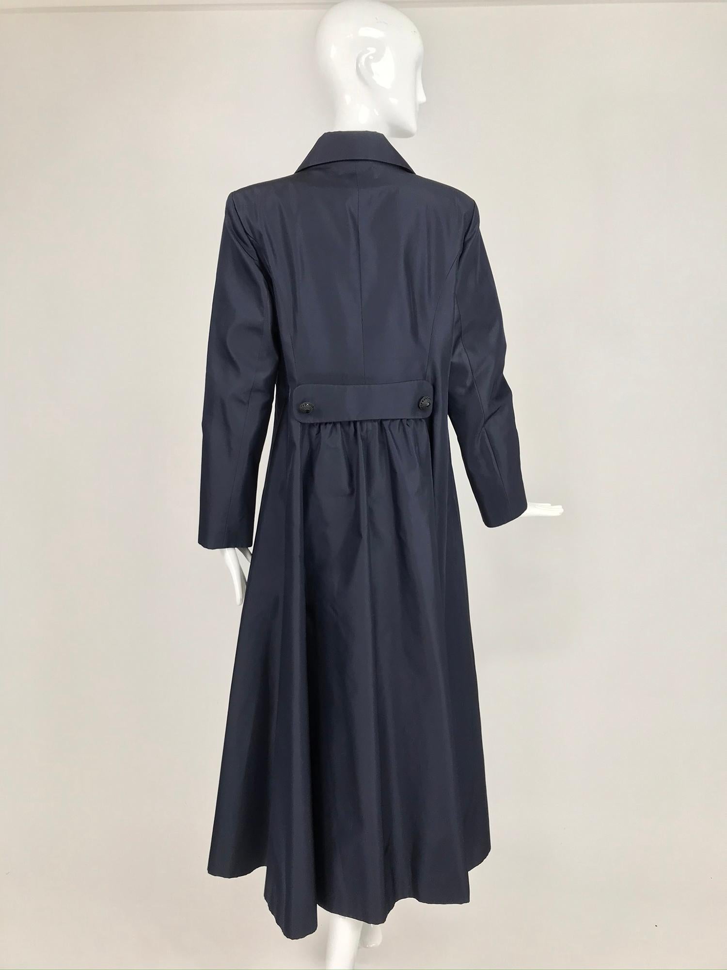 Women's Style Paris Navy Blue Silk Evening Coat For Sale