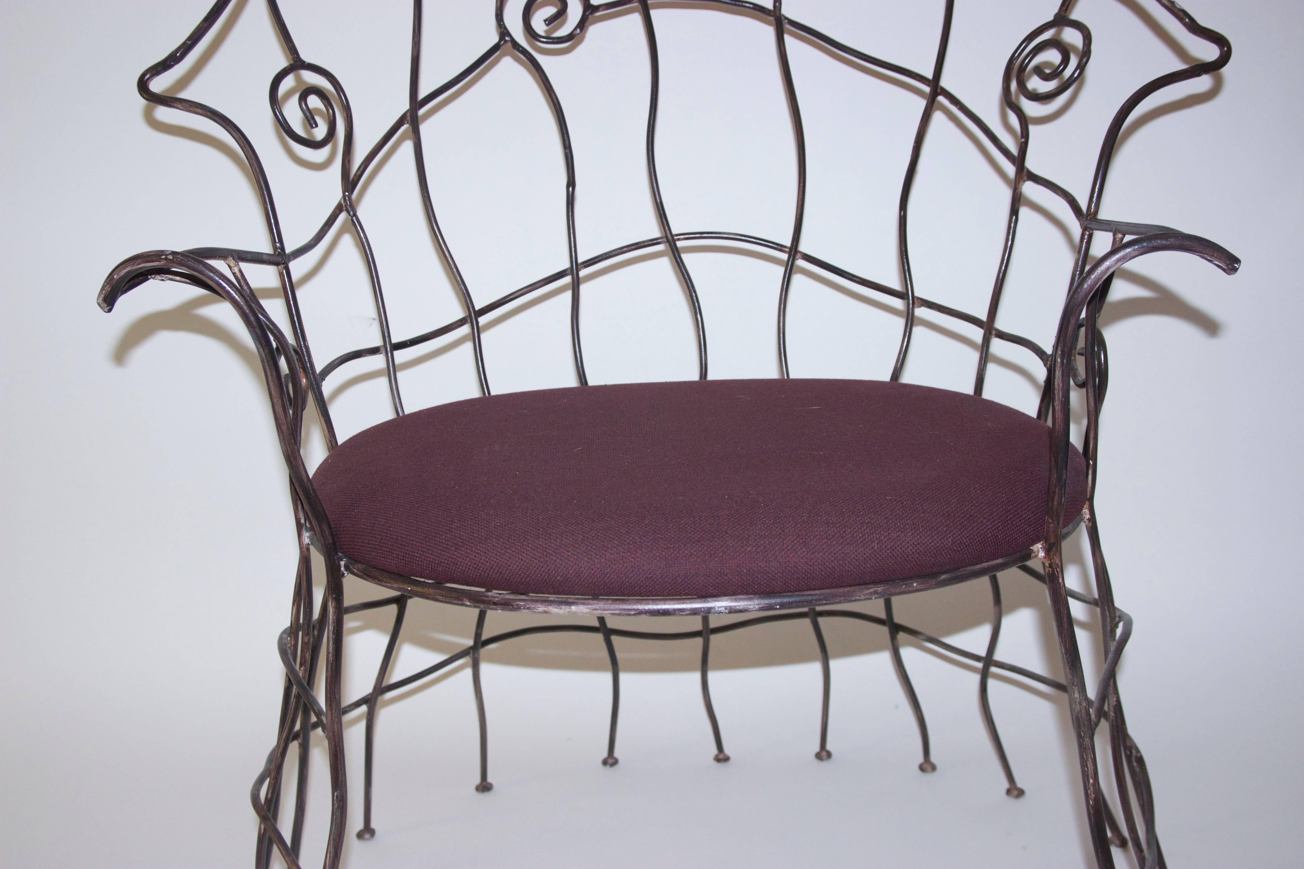 French Serge Dubreuil Style Pair of Armchairs, Iron, circa 1970, France