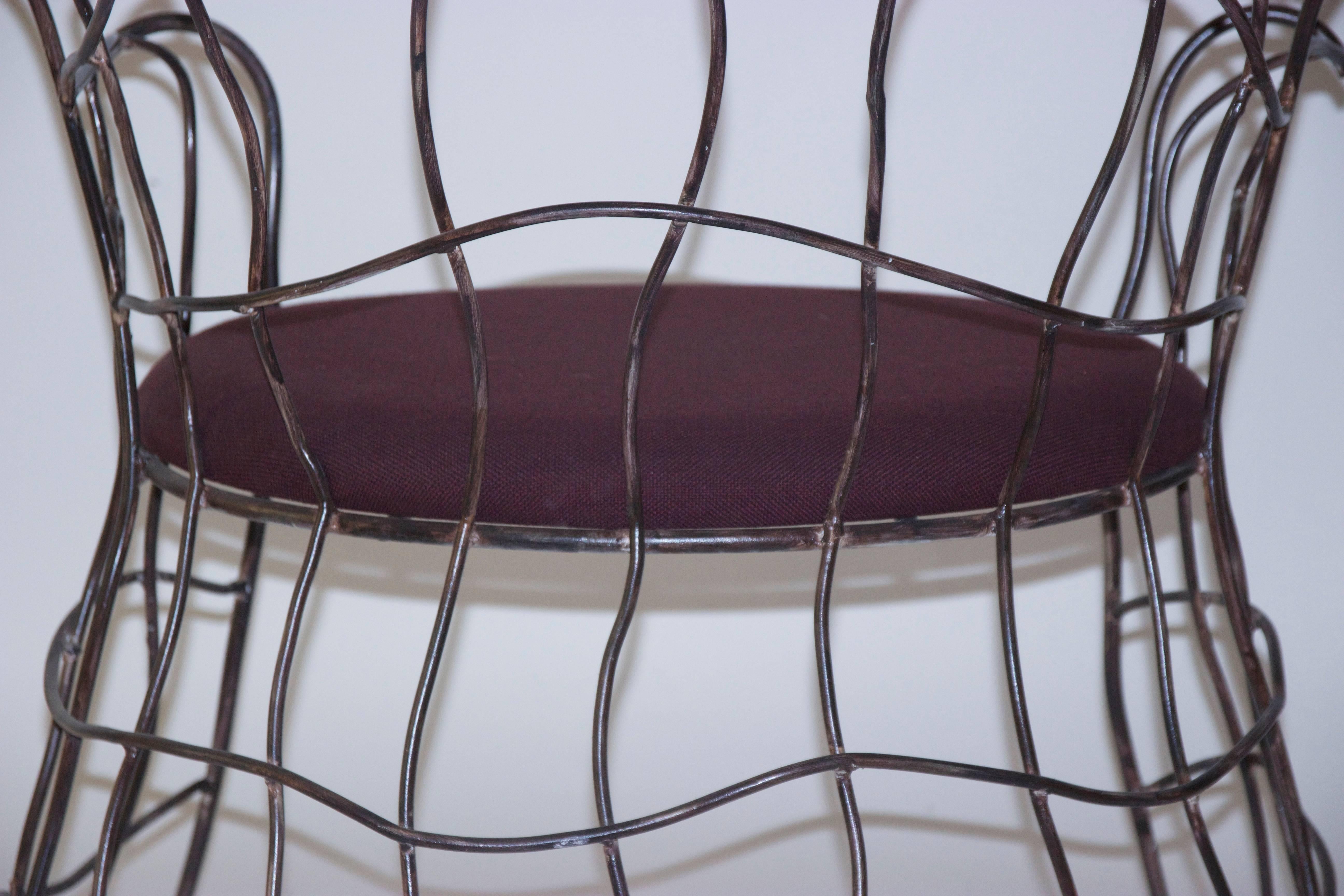 Serge Dubreuil Style Pair of Armchairs, Iron, circa 1970, France 1