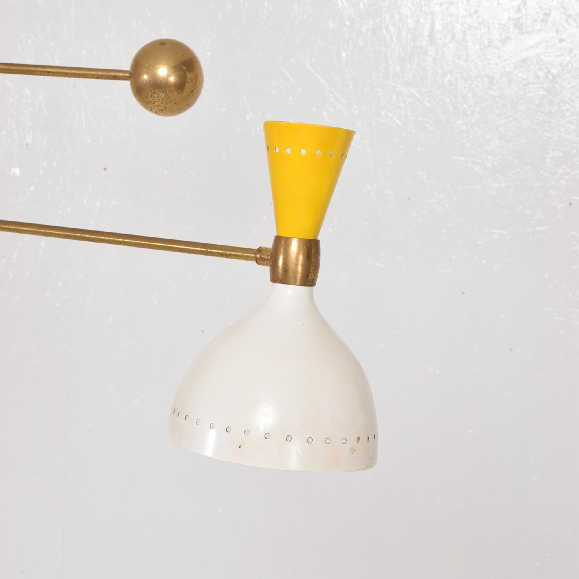 Italian Modern Magical Mobile Chandelier Brass and Sunny Yellow Dual Cone, Italy 4