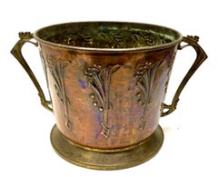 Style WMF Art Nouveau Brass and Copper Flowerpot with Levers and Organic Details